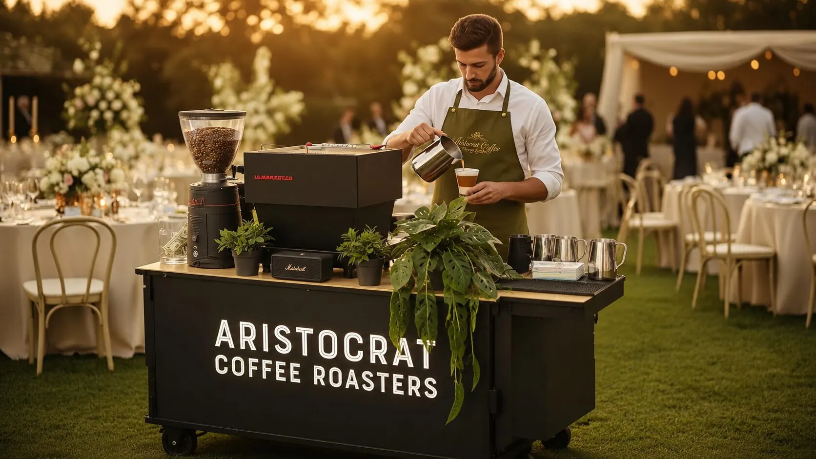 Aristocrat Coffee mobile cart serving an outdoor event