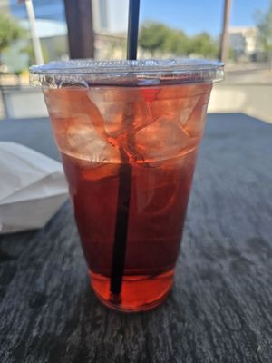 Large prickly pear hibiscus tea (unsweetened). Arizona in a glass.